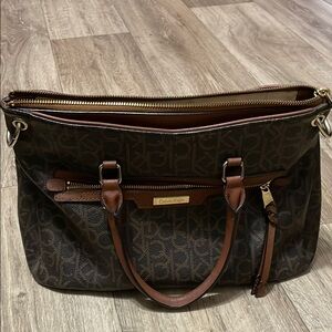 Calvin Klein Brown Monogram Tote Bag